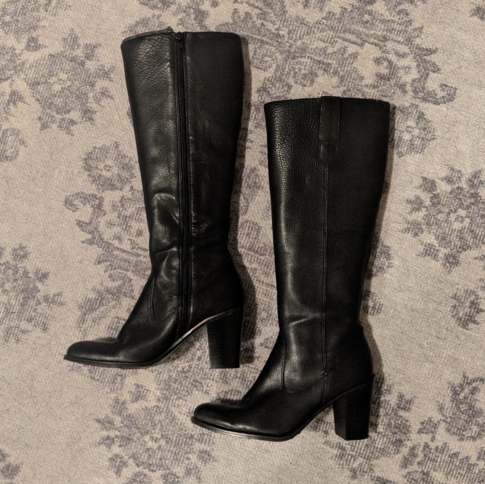 Tall Leather Black Boots - Enzo Angiolini
